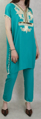 Jabador femme avec broderies - Deux pieces tunique et pantalon - Couleur vert