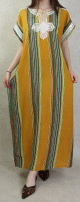 Robe Orientale - Gandoura longue a rayures multicolore - Couleur Moutarde