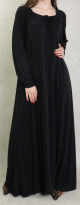 Robe maxi-longue et extra-large fluide avec lien de serrage en haut pour femme - Couleur noire