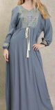 Robe longue ample style moderne avec un lien a la taille pour femme - Couleur gris