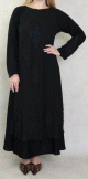 Robe Abaya Dubai noire de qualite avec nombreuses perles noires et strass