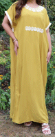 Robe Orientale elegante manches courtes tissu doux avec broderies pour femme - Couleur jaune moutarde