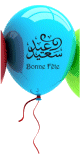 Pack de 10 ballons multicolores "Bonne Fete" (arabe et francais)