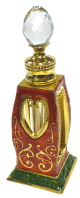 Parfum Musc Tahara pour femmes - Bouteille metallique doree coeur bordeaux