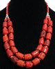Collier ethnique imitation corail rouge style berbere fait main agremente de perles et metal argente