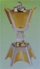 Grand encensoir de luxe en cristal dore et chrome avec couvercle