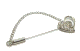 Epingle-broche metallique argentee en forme de coeur avec perles blanches pour chale