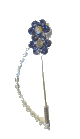 Epingle argentee pour chale sous forme de deux fleurs avec diamants