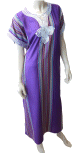 Gandoura / Robe marocaine pour femme avec rayures multicolores (Taille Standard) - violet