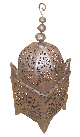 Lanterne marocaine de taille moyenne en fer forge marron non vernisse et garni de ciselures