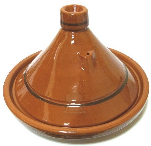 Tajine grand marocain de cuisson en terre cuite de couleur unie émaillé